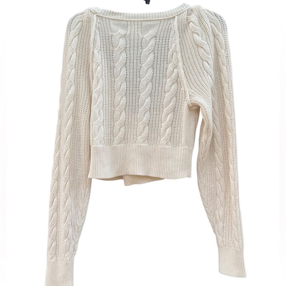 NWT Aerie Cable Wrap Cardigan Top in Natural Size Small - Picture 4 of 6